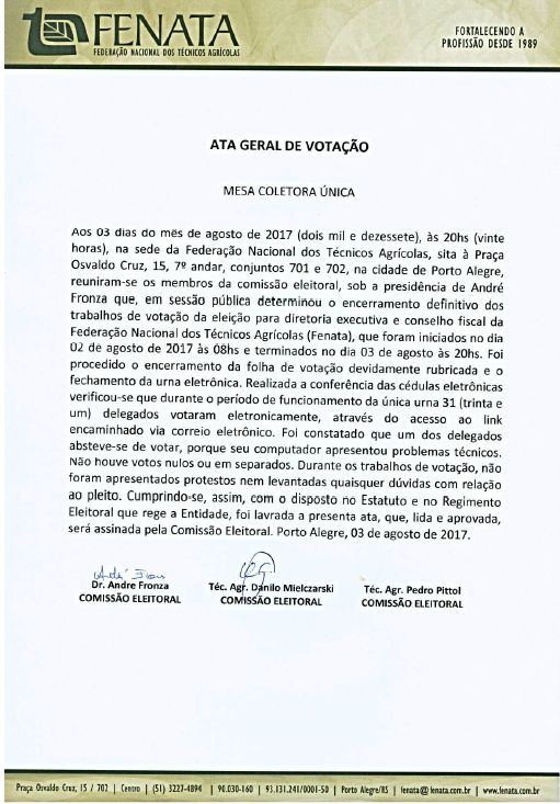 ata geral de votacao